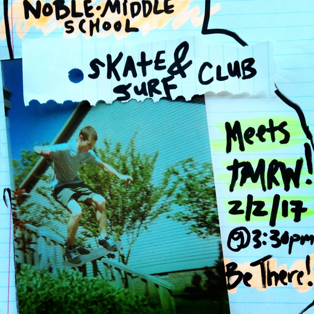 Noble Middle School surf club sign